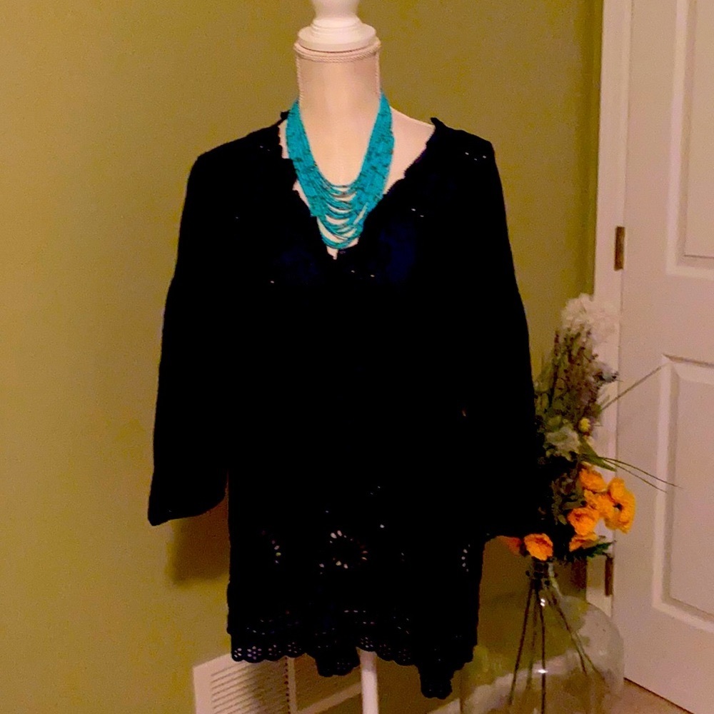 J Jill, navy,  eyelet tunic; size Small